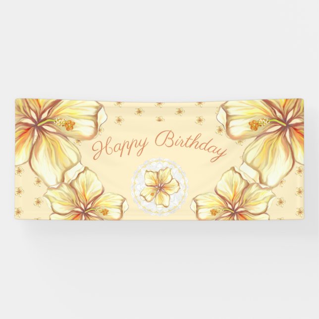 Hibiscus & lace YELLOW Banner (Horizontal)