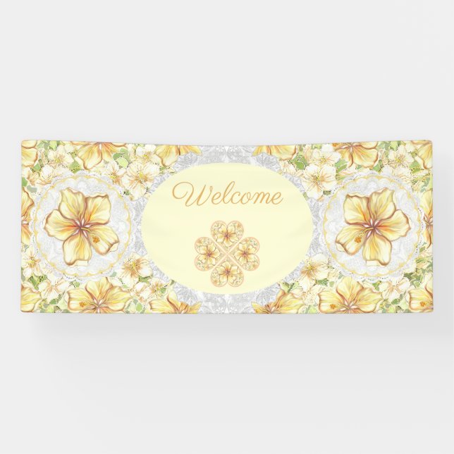 Hibiscus & lace YELLOW Banner (Horizontal)