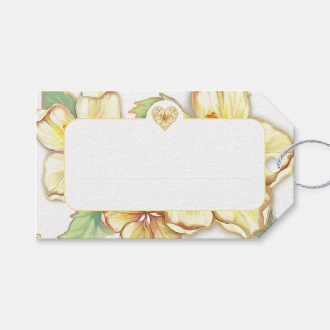 Hibiscus & lace YELLOW Gift Tags (Front (Horizontal))
