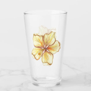 Hibiscus & lace YELLOW Glass