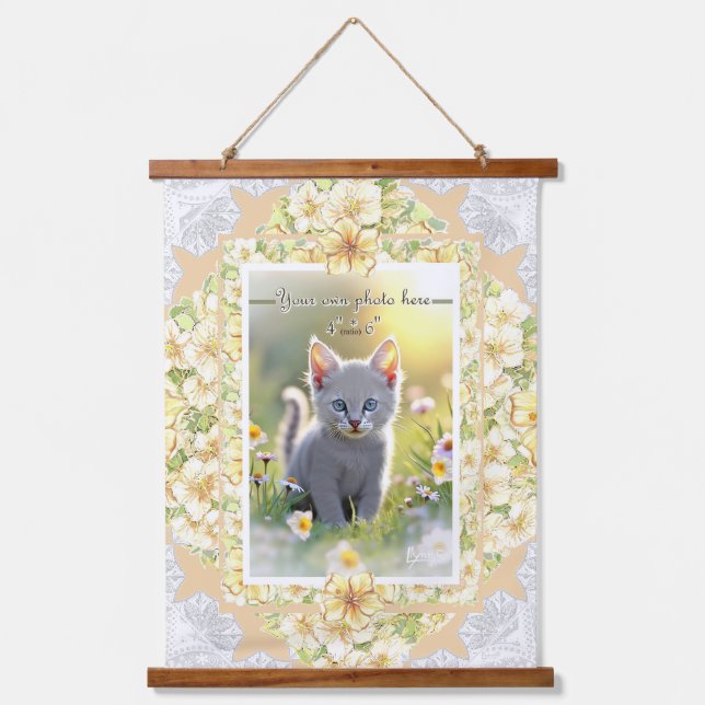 Hibiscus & lace YELLOW Hanging Tapestry (Front)