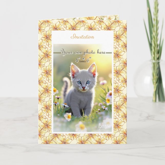 Hibiscus & lace YELLOW Invitation (Front)