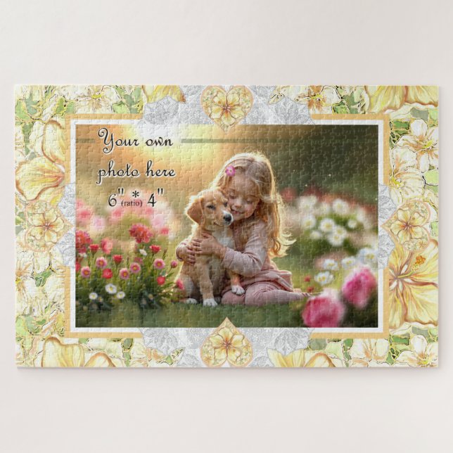 Hibiscus & lace YELLOW Jigsaw Puzzle (Horizontal)