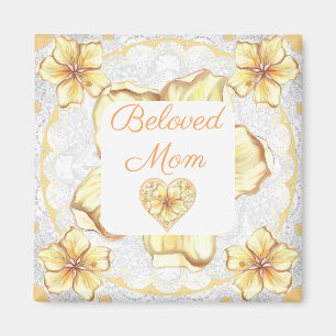 Hibiscus & lace YELLOW Magnet