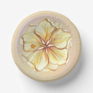 Hibiscus & lace YELLOW Paper Plate