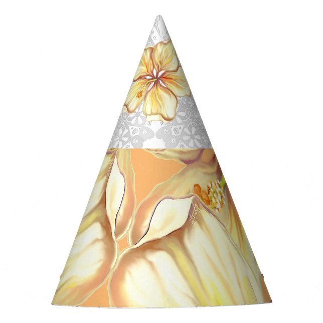 Hibiscus & lace YELLOW Party Hat (Front)