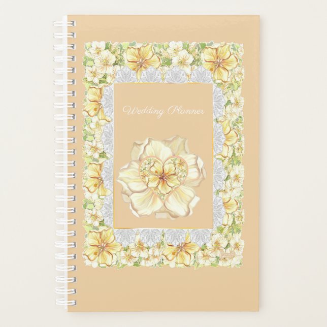 Hibiscus & lace YELLOW Planner (Front)
