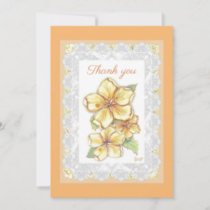 Hibiscus & lace YELLOW Thank You Card