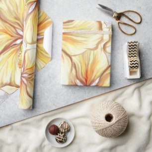 Hibiscus & lace YELLOW Wrapping Paper