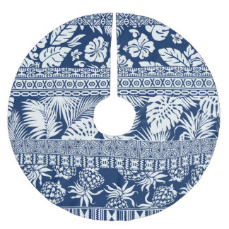 Hibiscus, leaves: Hawaiian ornament wallpaper. Brushed Polyester Tree Skirt