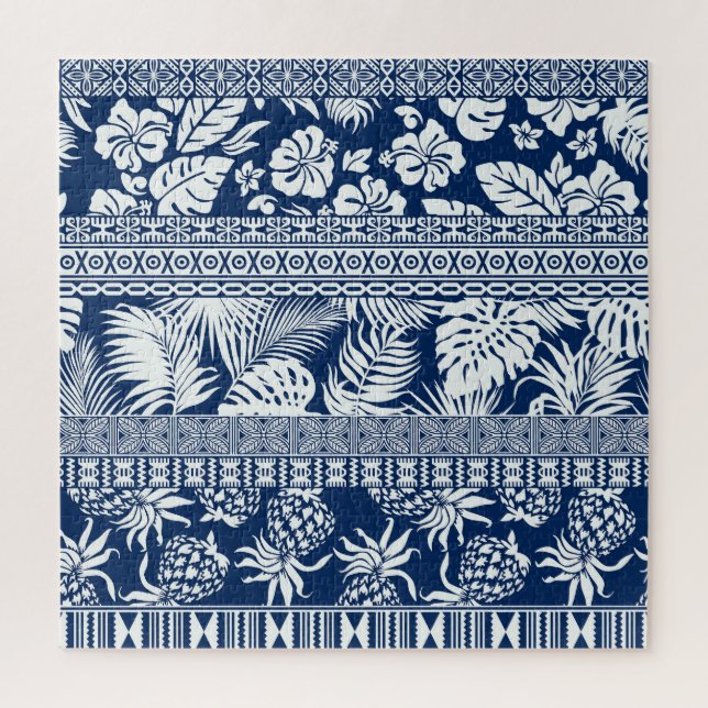 Hibiscus, leaves: Hawaiian ornament wallpaper. Jigsaw Puzzle (Vertical)