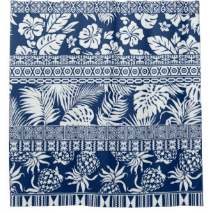 Hibiscus, leaves: Hawaiian ornament wallpaper. Shower Curtain