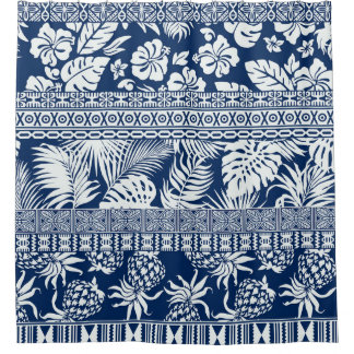 Hibiscus, leaves: Hawaiian ornament wallpaper. Shower Curtain