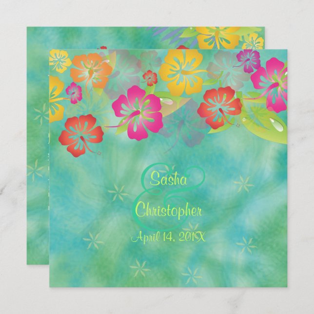 HIBISCUS LEIS/LUA/WEDDING INVITATIONS (Front/Back)