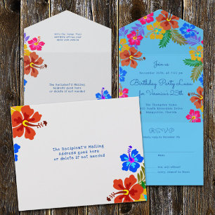 Hibiscus Luau Birthday Celebration  All In One Inv Invitation