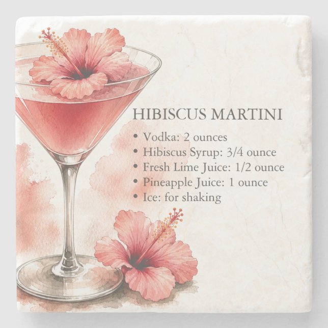 Hibiscus Martini Liquor Coasters (Front)