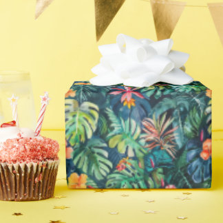Hibiscus Monstera Jungle Wrapping Paper