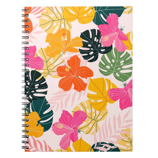 Hibiscus & Monstera: Tropical Vibrance Notebook (Front)
