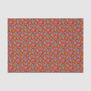 Hibiscus Multicolor Flowers on Red Tissue Paper