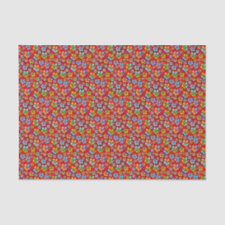 Hibiscus Multicolor Flowers on Red Tissue Paper