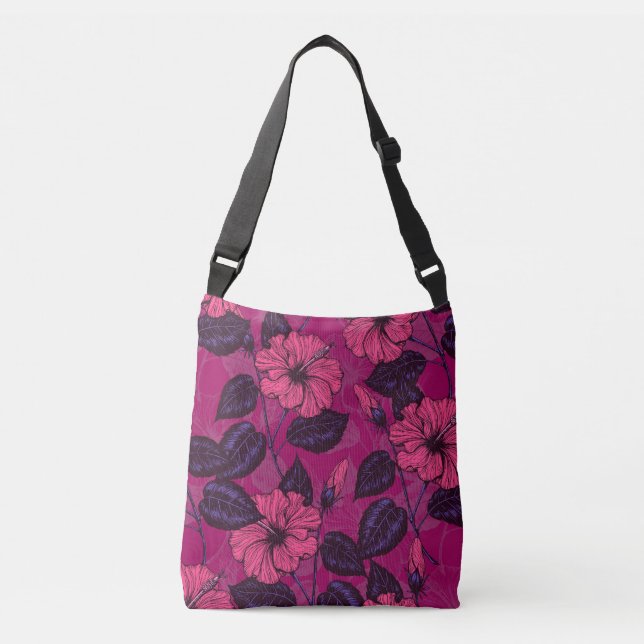 Hibiscus night crossbody bag (Front)
