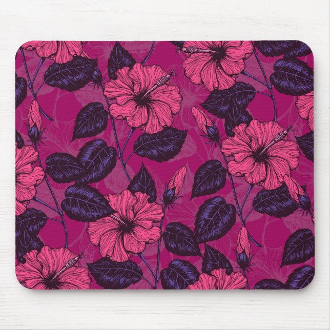 Hibiscus night mouse mat (Front)