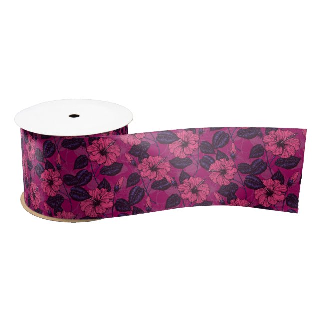 Hibiscus night satin ribbon (Spool)