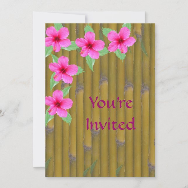 Hibiscus on Bamboo Invitation (Front)