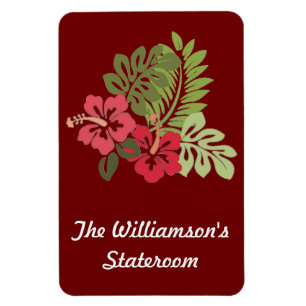 Hibiscus on Brown Stateroom Door Marker Magnet