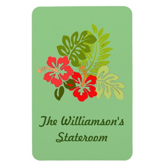 Hibiscus on Green Stateroom Door Marker Magnet