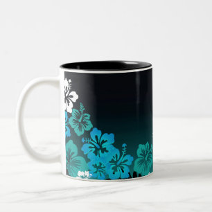 Hibiscus on Turquoise with Hummingbird Compact Mi Two-Tone Coffee Mug