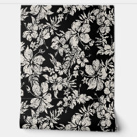 Hibiscus Pareau Distressed Hawaiian - Black