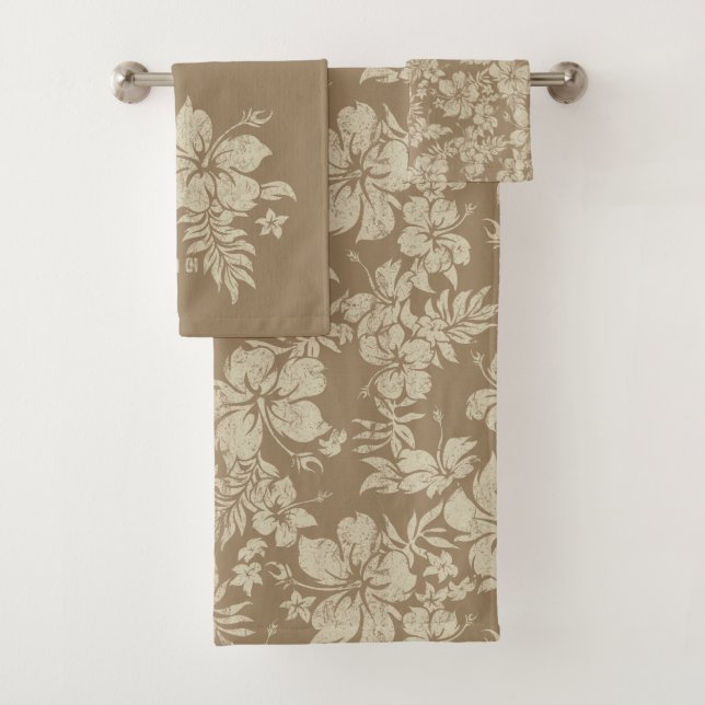 Hibiscus Pareau Distressed Hawaiian Coordinates Bath Towel Set (Insitu)