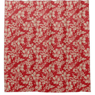 Hibiscus Pareau Distressed Hawaiian Floral Shower Curtain