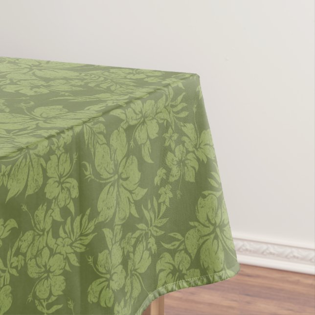 Hibiscus Pareau Distressed Hawaiian Tablecloth (In Situ)