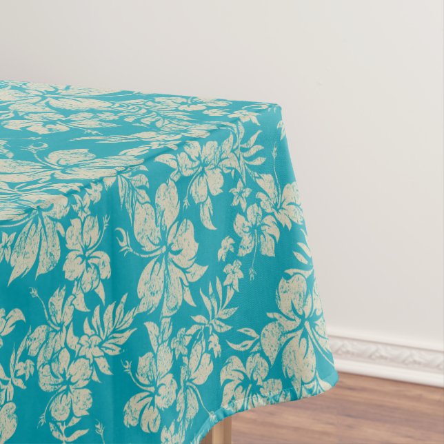 Hibiscus Pareau Distressed Hawaiian Tablecloth (In Situ)