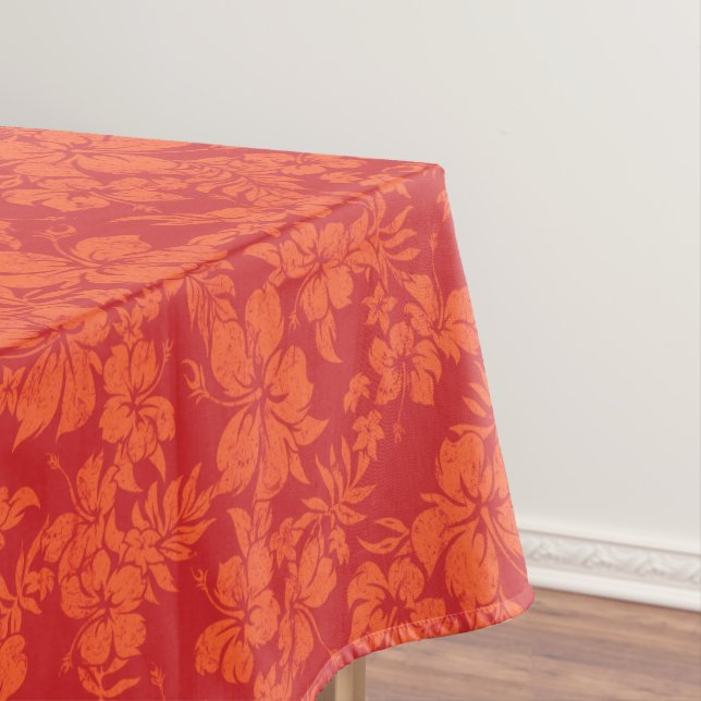 Hibiscus Pareau Distressed Hawaiian Tablecloth (In Situ)