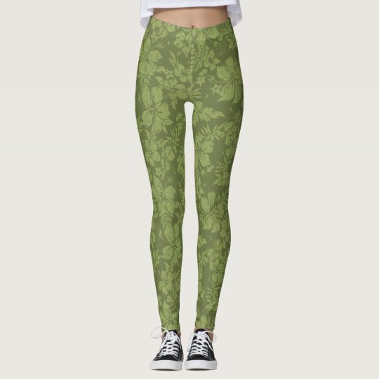 Hibiscus Pareau Distressed Hawaiian Tropical Leggings