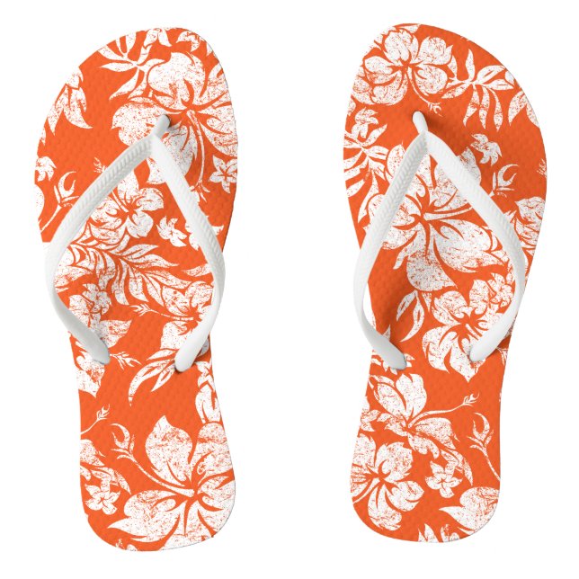 Hibiscus Pareau Distressed Vintage Hawaiian Flip Flops (Footbed)