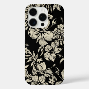 Hibiscus Pareau Hawaiian Floral Black iPhone 16 Pro Case