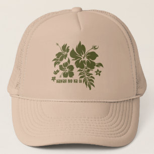 Hibiscus Pareau Hawaiian Floral in Olive for Hats