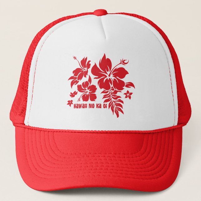 Hibiscus Pareau Hawaiian Floral in Red for Hats (Front)
