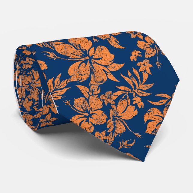 Hibiscus Pareau Hawaiian Floral Tie (Rolled)