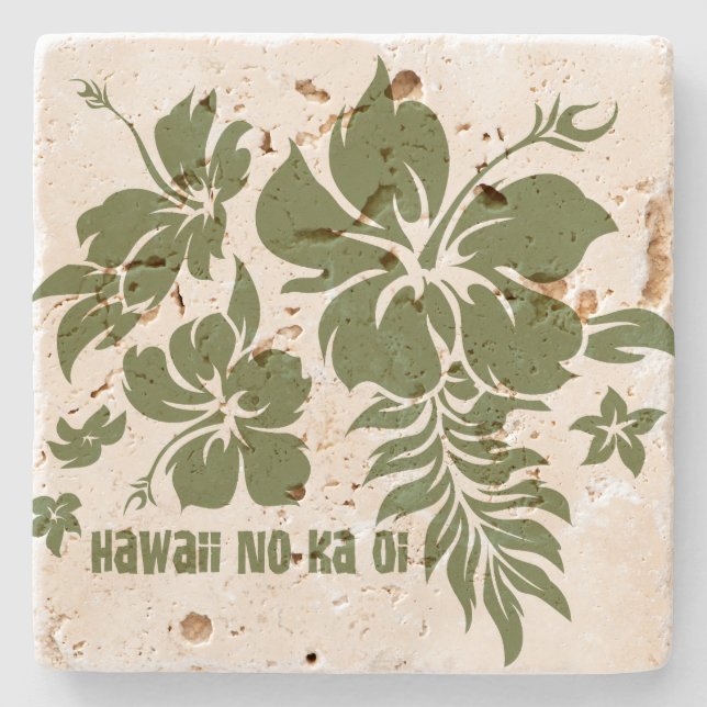 Hibiscus Pareau Hawaiian Floral Tiki Bar Coasters (Front)
