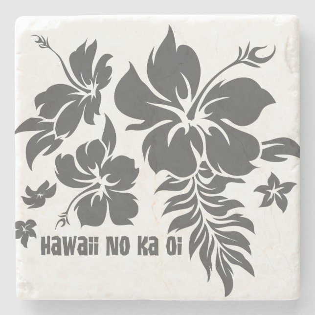 Hibiscus Pareau Hawaiian Floral Tiki Bar Coasters (Front)