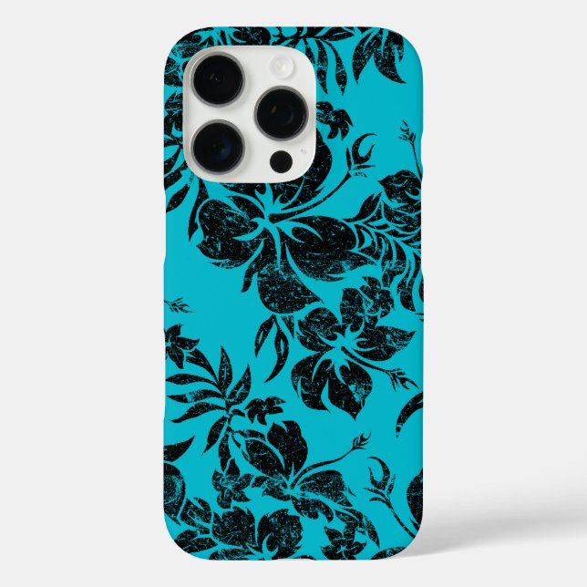 Hibiscus Pareau Hawaiian Floral Turq and Black Case-Mate iPhone Case (Back)