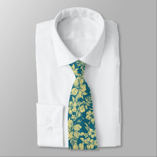 Hibiscus Pareau Hawaiian Floral Two-sided Printed Tie