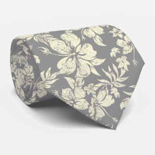 Hibiscus Pareau Hawaiian Floral Two-sided Printed Tie