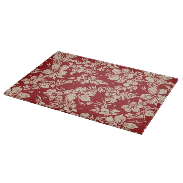 Hibiscus Pareau Hawaiian Glass Cutting Board (Corner)