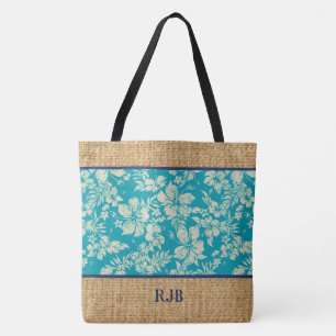 Hibiscus Pareau Hawaiian Monogram Beach Bag